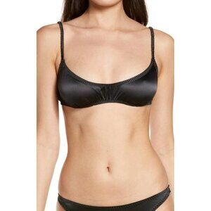 SKIMS Woven Shine Scrunchie Scoop Bralette Onyx Womens Medium